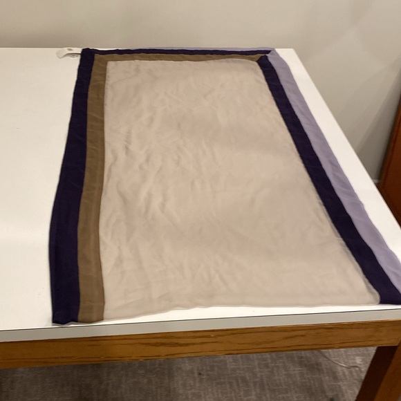 NWT: Nordstrom semi-sheer synthetic scarf with purple/tan edges - Picture 3 of 4